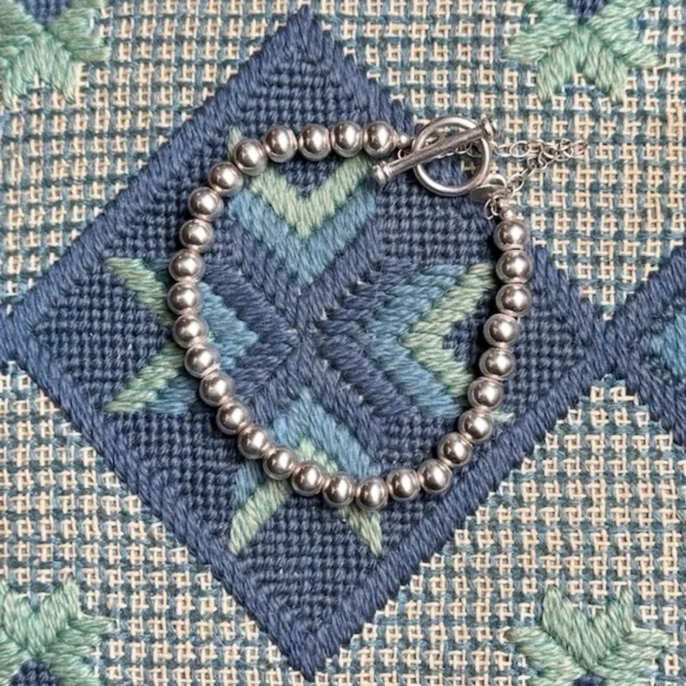 Vintage silver bead bracelet - Picture 1 of 6